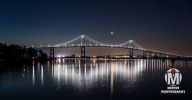 Newport Bridge with Crescent Moon